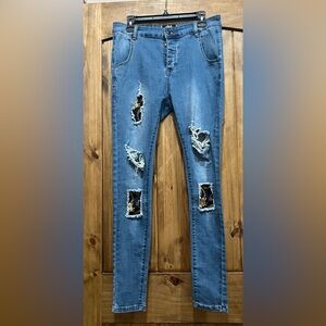 Silsilk Skinny Distressed Blue Skinny Jeans